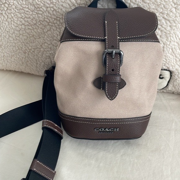 COACH Hudson Gender Neutral Canvas and Pebble Leather Small Front/Back Pack - Picture 16 of 16